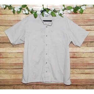 Worldwide Sportsman Men's Beige Tan Fishing Shirt Size XL Pockets Short Sleeve